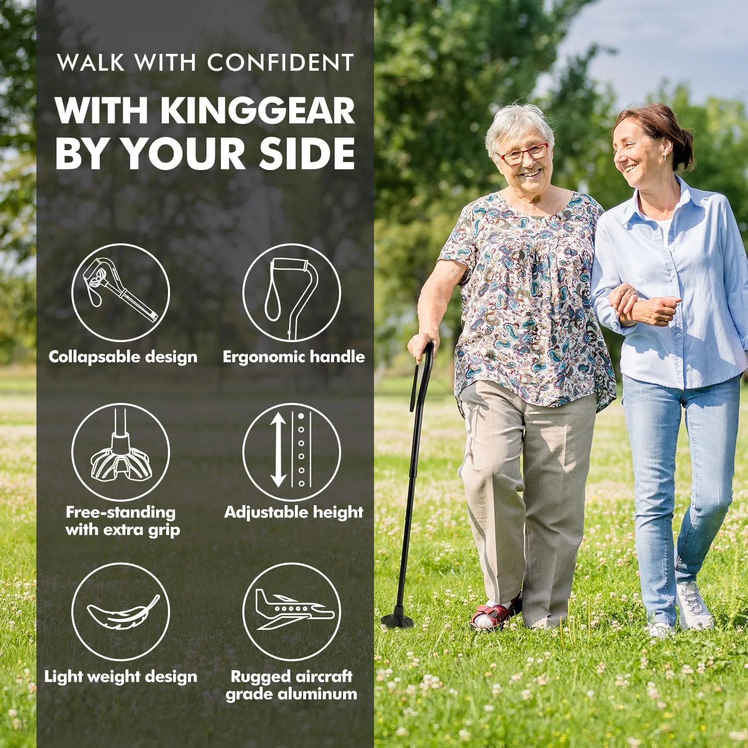 عصای پیاده روی کینگ گیر برای زنان و مردان، عصای پیاده روی سبک و محکم، عصا با قابلیت ایستادن خودکار، عصای پایه چهارگانه بزرگ برای سالمندان، عصای زیر بغل برای افراد دارای آسیب دیدگی پا عصای پیاده روی کینگ گیر برای زنان و مردان، عصای پیاده روی سبک و محکم، عصا با قابلیت ایستادن خودکار، عصای پایه چهارگانه بزرگ برای سالمندان، عصای زیر بغل برای افراد دارای آسیب دیدگی پا