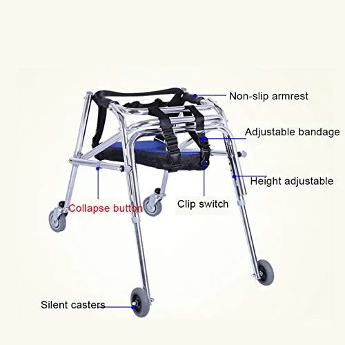وسایل کمک توانبخشی اندام تحتانی کودک jjff با چرخ صندلی، واکر چرخدار تاشو کودکان با ارتفاع قابل تنظیم، واکر سبک وزن آموزش اندام تحتانی کودک نوپا