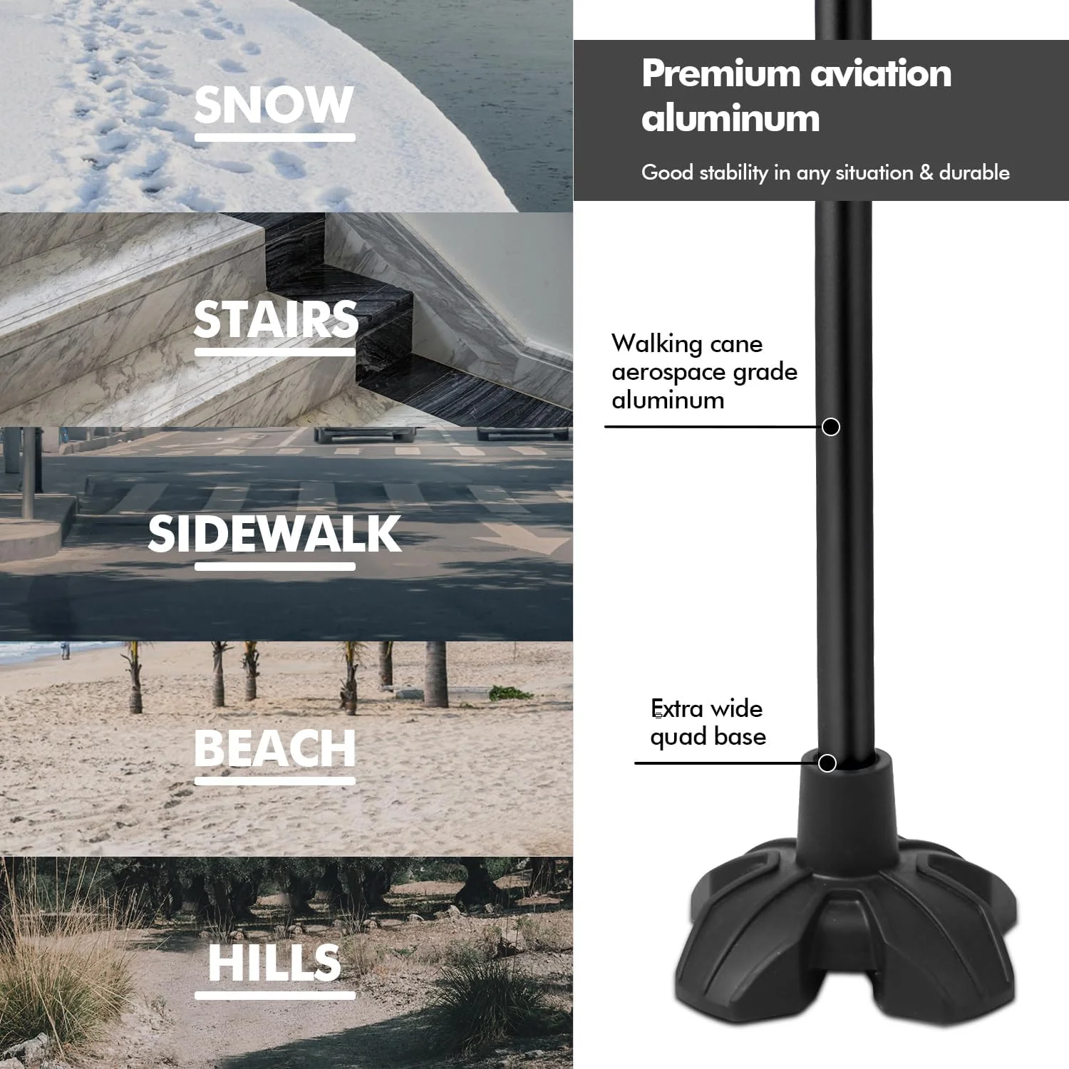 عصای پیاده روی کینگ گیر برای زنان و مردان، عصای پیاده روی سبک و محکم، عصا با قابلیت ایستادن خودکار، عصای پایه چهارگانه بزرگ برای سالمندان، عصای زیر بغل برای افراد دارای آسیب دیدگی پا عصای پیاده روی کینگ گیر برای زنان و مردان، عصای پیاده روی سبک و محکم، عصا با قابلیت ایستادن خودکار، عصای پایه چهارگانه بزرگ برای سالمندان، عصای زیر بغل برای افراد دارای آسیب دیدگی پا