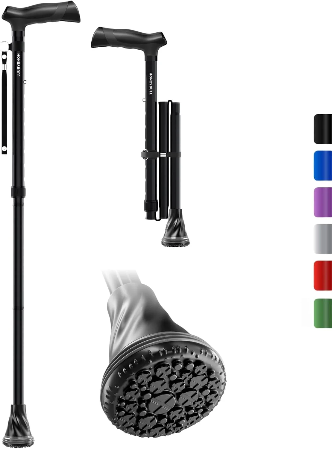 عصای پیاده روی HONEYBULL با بالشتک هوا برای آقایان و بانوان - تاشو، قابل تنظیم، جمع شونده، عصای ایستاده، نوک پایه سپر، مقاوم و بادوام | عصا برای سالمندان و بزرگسالان عصای پیاده روی HONEYBULL با بالشتک هوا برای آقایان و بانوان - تاشو، قابل تنظیم، جمع شونده، عصای ایستاده، نوک پایه سپر، مقاوم و بادوام | عصا برای سالمندان و بزرگسالان