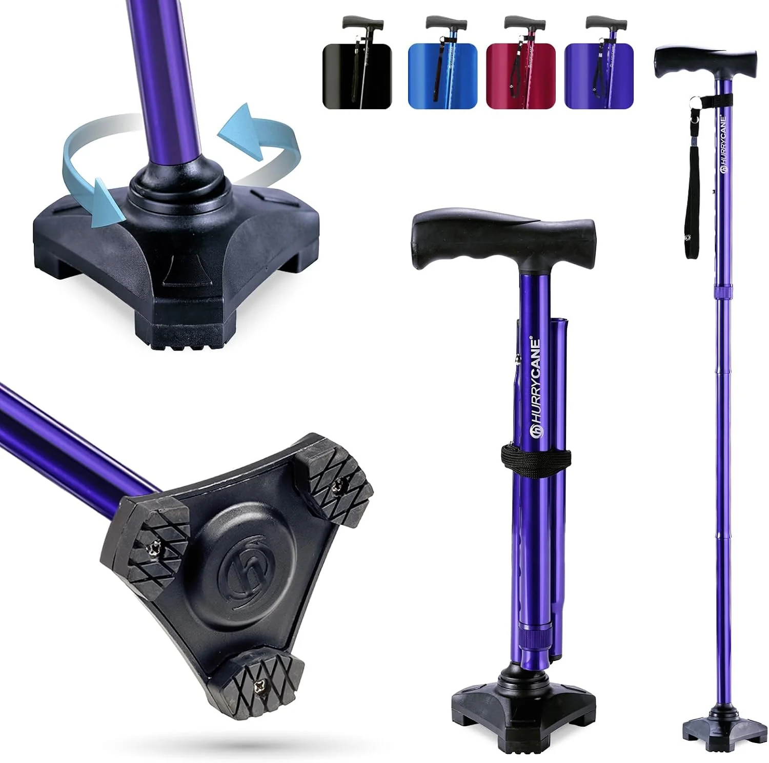 عصای تاشو مدل Freedom Edition با دسته T از HurryCane عصای تاشو مدل Freedom Edition با دسته T از HurryCane