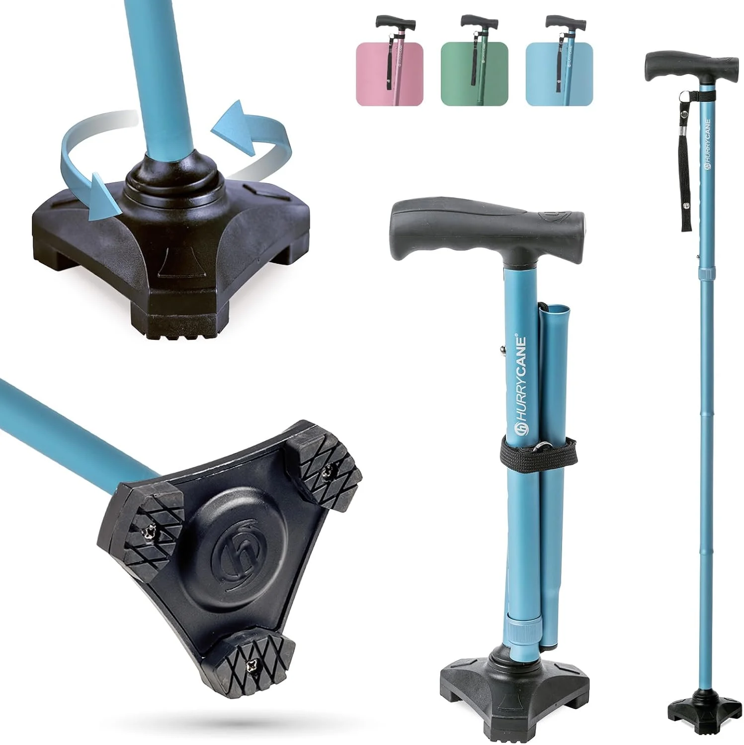 عصای تاشو مدل Freedom Edition HCANE-PB-C2 با دسته T، آبی پاستلی عصای تاشو مدل Freedom Edition HCANE-PB-C2 با دسته T، آبی پاستلی