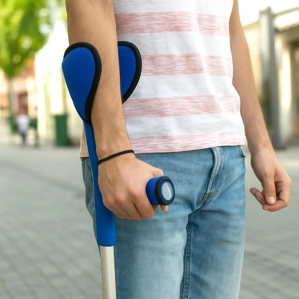 پدهای زیر بغل عصا آیسهاف - عصای زیر بغل کمک حرکتی - پد لوازم جانبی عصا در برابر فشار اصطکاک - بافر بالشتکی برای آرنج، بازو، پدهای عصای بازوی بالایی (آبی، مجموعه 4 عددی)