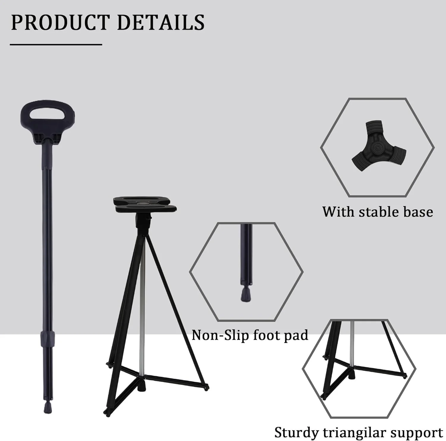 عصای پیاده روی تاشو ایکتو با صندلی، عصا صندلی شو، آلومینیوم سبک و طراحی ارگونومیک، عصای پیاده روی جمع شونده برای سالمندان، مسافرت در فضای باز، پیاده روی، 95 سانتی متر عصای پیاده روی تاشو ایکتو با صندلی، عصا صندلی شو، آلومینیوم سبک و طراحی ارگونومیک، عصای پیاده روی جمع شونده برای سالمندان، مسافرت در فضای باز، پیاده روی، 95 سانتی متر