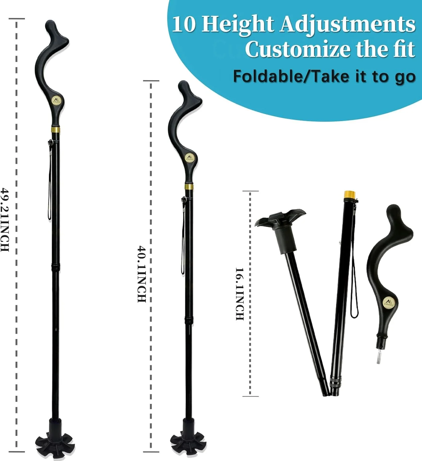 عصای تاشو هونمیدو برای پیاده روی، مناسب سالمندان زن و مرد برای حفظ تعادل، عصای تاشو خودایستا، عصای پیاده روی آلیاژی سبک وزن و ضد لغزش با قابلیت تنظیم ارتفاع، تاشو برای کمک به تحرک در سفر عصای تاشو هونمیدو برای پیاده روی، مناسب سالمندان زن و مرد برای حفظ تعادل، عصای تاشو خودایستا، عصای پیاده روی آلیاژی سبک وزن و ضد لغزش با قابلیت تنظیم ارتفاع، تاشو برای کمک به تحرک در سفر