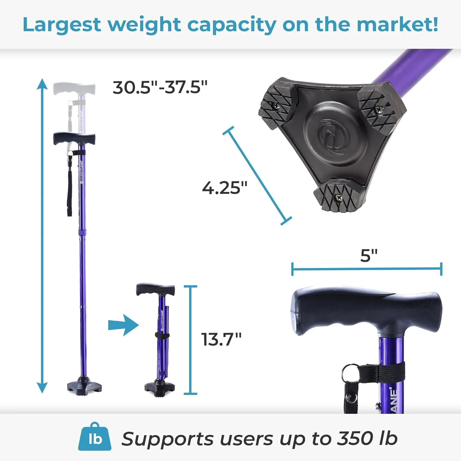 عصای تاشو مدل Freedom Edition با دسته T از HurryCane عصای تاشو مدل Freedom Edition با دسته T از HurryCane