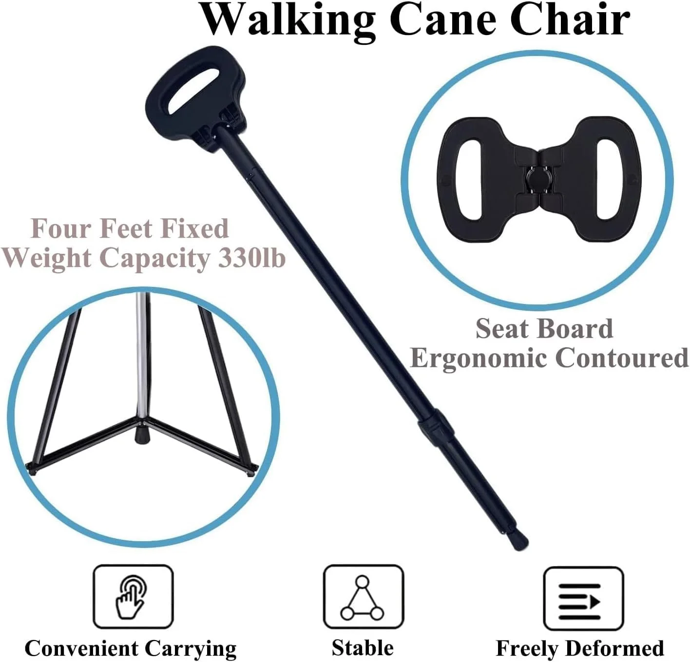 عصای پیاده روی تاشو ایکتو با صندلی، عصا صندلی شو، آلومینیوم سبک و طراحی ارگونومیک، عصای پیاده روی جمع شونده برای سالمندان، مسافرت در فضای باز، پیاده روی، 95 سانتی متر عصای پیاده روی تاشو ایکتو با صندلی، عصا صندلی شو، آلومینیوم سبک و طراحی ارگونومیک، عصای پیاده روی جمع شونده برای سالمندان، مسافرت در فضای باز، پیاده روی، 95 سانتی متر