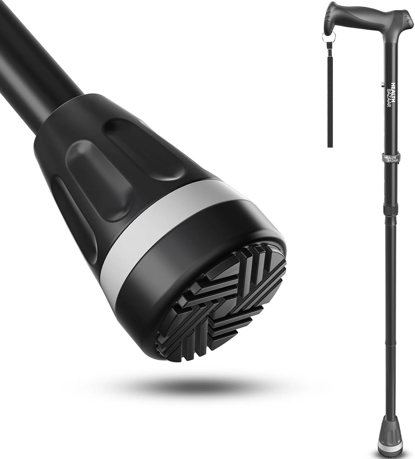 عصای پیاده روی همه کاره HEALTHBAZAAR برای آقایان و بانوان، سبک وزن، تاشو، قابل تنظیم، دارای سیستم جذب شوک، عصای تاشو با نوک بالشتک هوا برای سالمندان و بزرگسالان عصای پیاده روی همه کاره HEALTHBAZAAR برای آقایان و بانوان، سبک وزن، تاشو، قابل تنظیم، دارای سیستم جذب شوک، عصای تاشو با نوک بالشتک هوا برای سالمندان و بزرگسالان