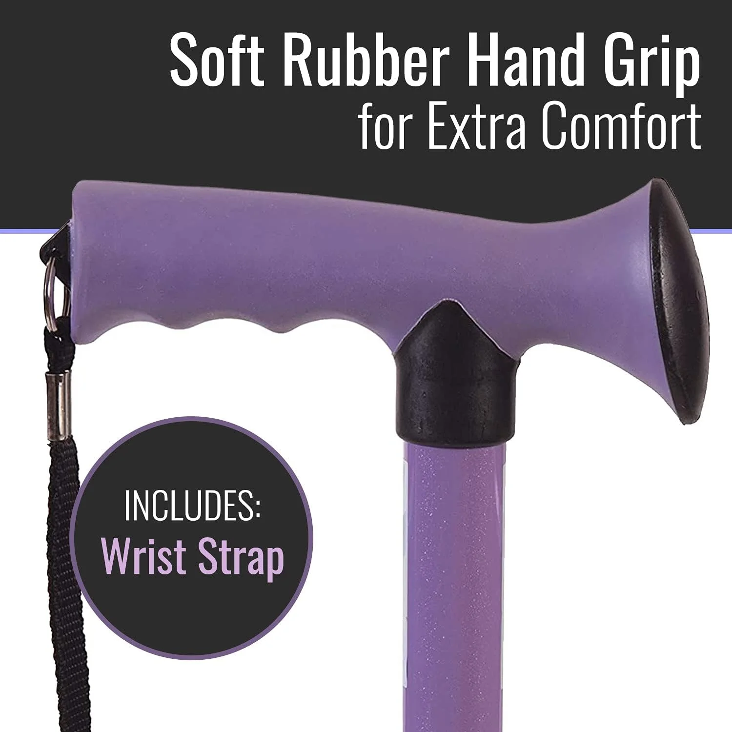 عصای تاشو HealthSmart، عصای تاشو با دستگیره نرم و راحت، عصای پیاده روی تاشو قابل تنظیم، یاس بنفش