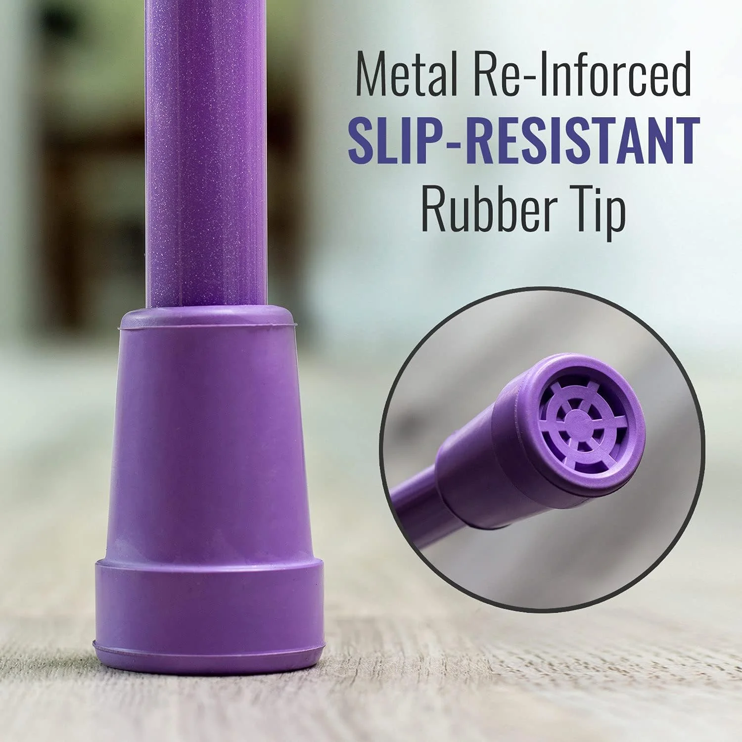 عصای تاشو HealthSmart، عصای تاشو با دستگیره نرم و راحت، عصای پیاده روی تاشو قابل تنظیم، یاس بنفش