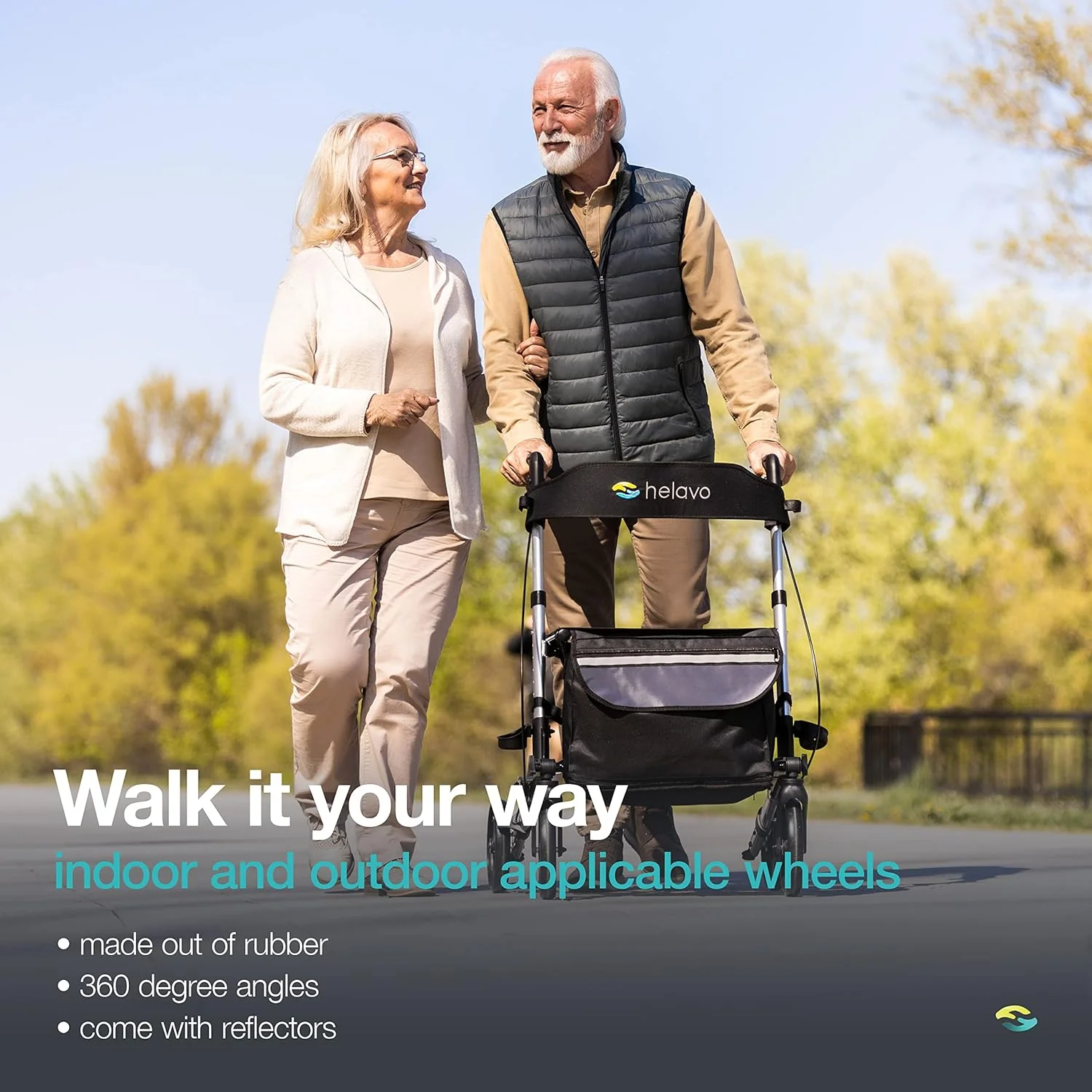 رولیتور تاشو Helavo با صندلی - واکر چرخدار آلومینیومی سبک وزن برای سالمندان و بزرگسالان رولیتور تاشو Helavo با صندلی - واکر چرخدار آلومینیومی سبک وزن برای سالمندان و بزرگسالان