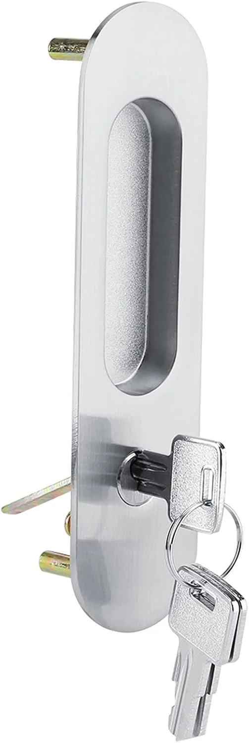 قفل درب چوبی GHQERTY، سخت افزار درب انبار با روکش آبکاری، دستگیره آلیاژ آلومینیوم ضد سرقت برای درب انبار (نقره ای برس خورده) قفل درب چوبی GHQERTY، سخت افزار درب انبار با روکش آبکاری، دستگیره آلیاژ آلومینیوم ضد سرقت برای درب انبار (نقره ای برس خورده)