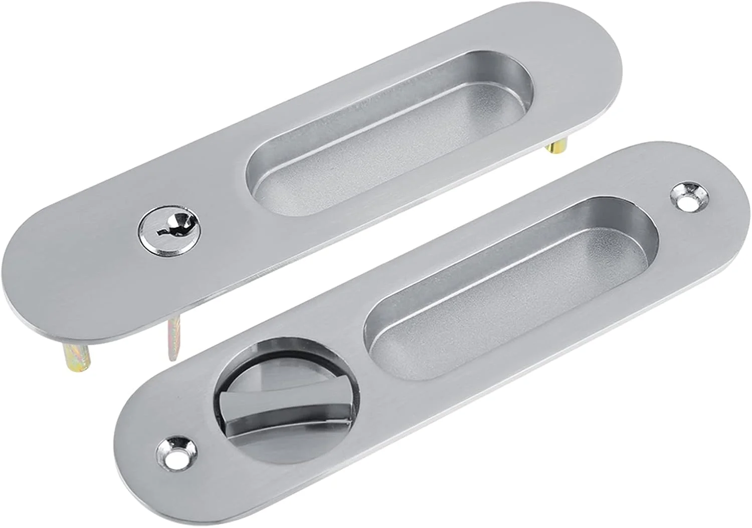 قفل درب چوبی GHQERTY، سخت افزار درب انبار با روکش آبکاری، دستگیره آلیاژ آلومینیوم ضد سرقت برای درب انبار (نقره ای برس خورده) قفل درب چوبی GHQERTY، سخت افزار درب انبار با روکش آبکاری، دستگیره آلیاژ آلومینیوم ضد سرقت برای درب انبار (نقره ای برس خورده)