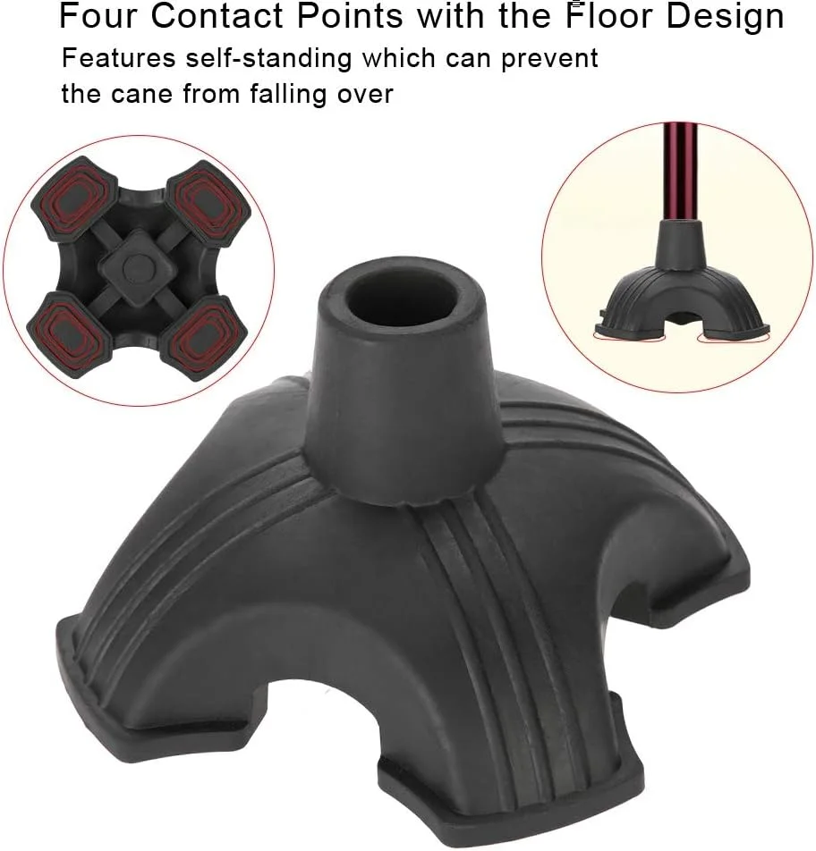 سر عصا GOTOTOP، پد لاستیکی جایگزین پایه 4.7 * 4.7 اینچ، عصای خودایستا با چهار پایه ضد لغزش برای عصای پیاده روی سر عصا GOTOTOP، پد لاستیکی جایگزین پایه 4.7 * 4.7 اینچ، عصای خودایستا با چهار پایه ضد لغزش برای عصای پیاده روی