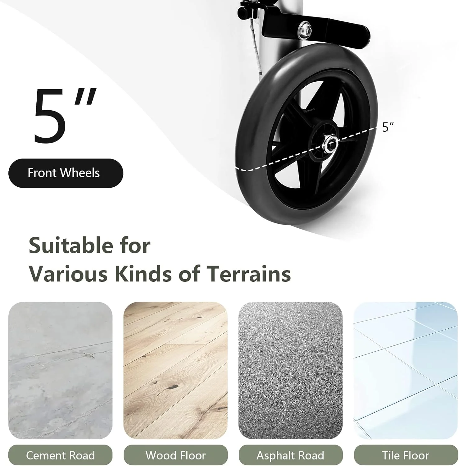 واکر سالمندان Goplus، واکر تاشو 4 در 1 با چرخ های 5 اینچی، صندلی جداشدنی، واکر ایستاده با قابلیت تنظیم ارتفاع، وسیله کمکی حرکتی پزشکی، واکر چرخ دار 350 پوندی برای افراد بزرگسال دارای معلولیت