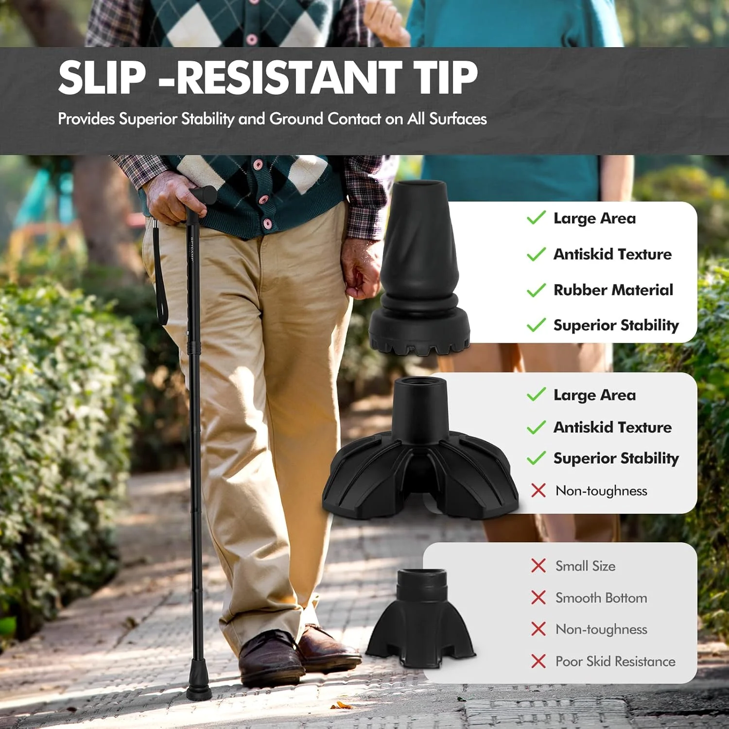 عصای پیاده روی GPTCAMP G2 برای زنان و مردان، شیک، تاشو، سبک وزن و محکم با دسته های T راحت