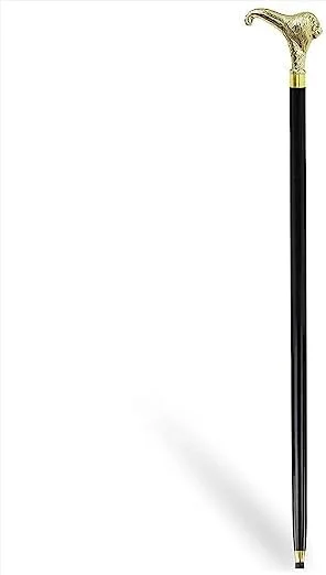 عصای پیاده روی چوبی با سر شیر برنجی دست ساز و طراحی وینتیج فولکروم، هدیه ای ایده آل