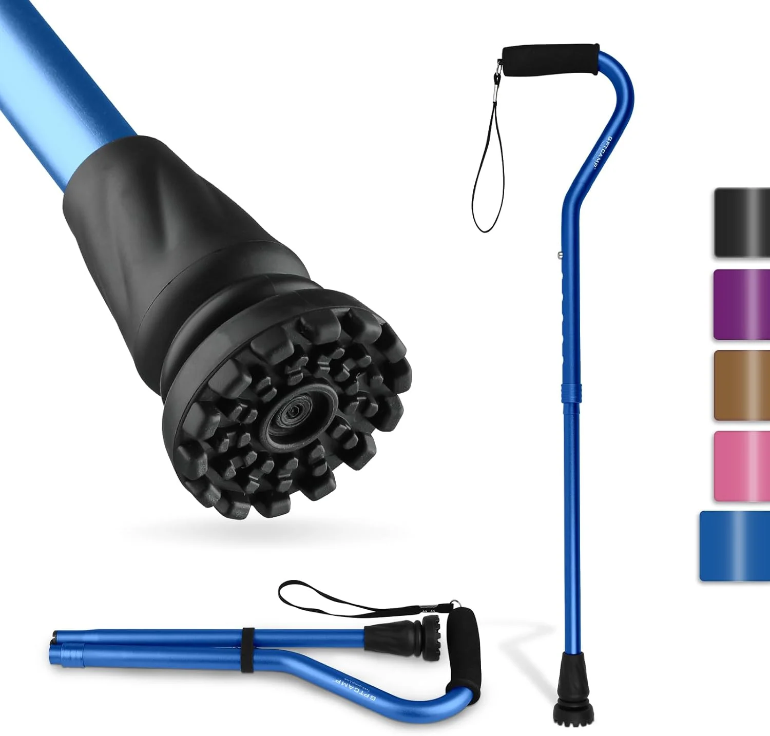 عصای پیاده روی GPTCAMP برای مردان و زنان، عصای تاشو سبک وزن با دسته نرم و بالشتکی عصای پیاده روی GPTCAMP برای مردان و زنان، عصای تاشو سبک وزن با دسته نرم و بالشتکی