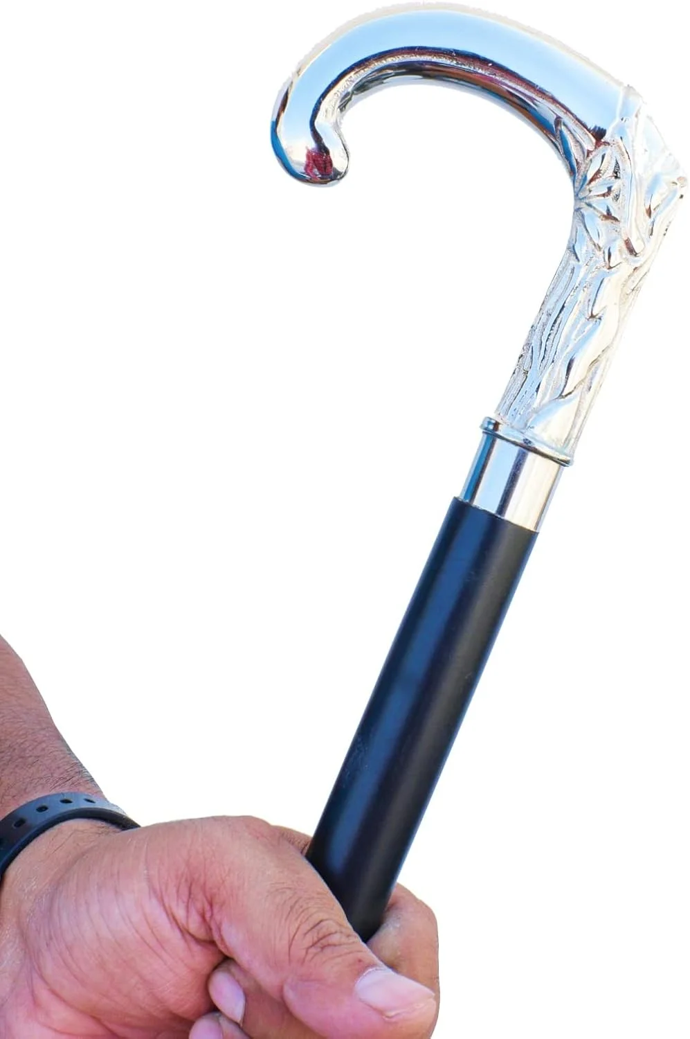 عصای پیاده روی عتیقه و قدیمی FYNJREX، عصای چوبی با دستگیره برنجی نقره ای، هدیه