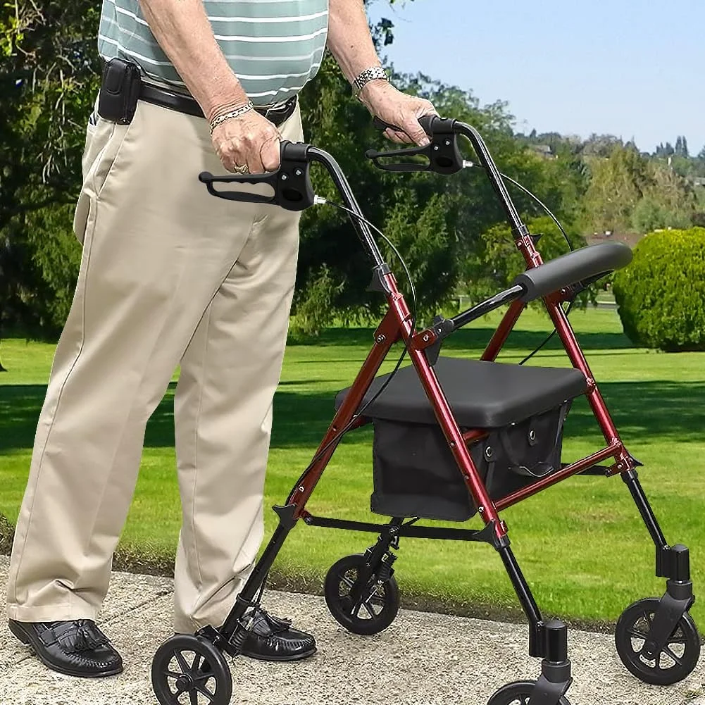 مجموعه دسته ترمز FVRITO، بسته 2 عددی، جایگزین دسته ترمز برای واکر چرخدار، ویلچر حمل و نقل، واکرهای زانو، رولیتور تاشو 4 چرخ Medline Lumex، لوازم جانبی پزشکی سالمندان با کابل 41 اینچی