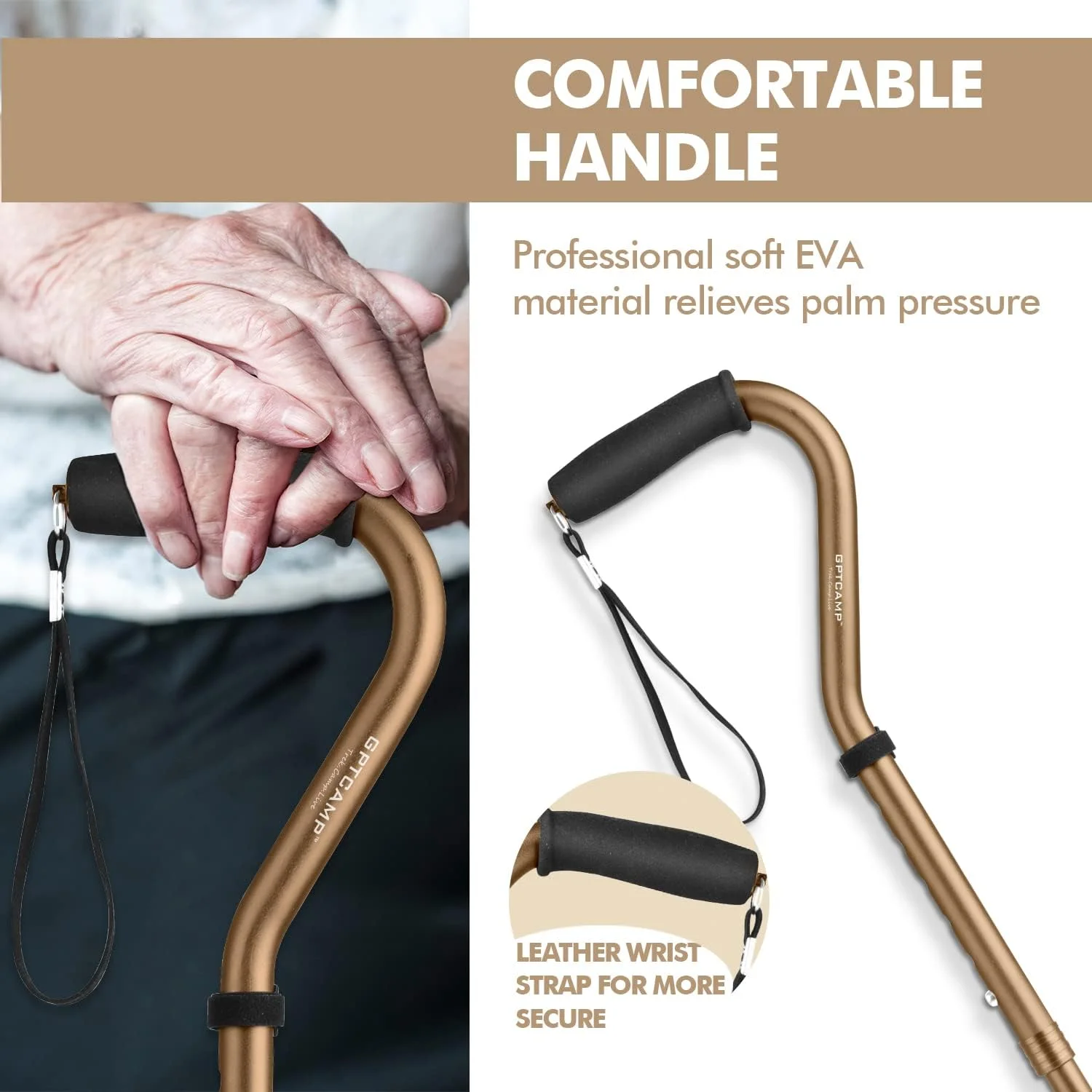 عصای پیاده روی GPTCAMP برای زنان و مردان، سبک و محکم