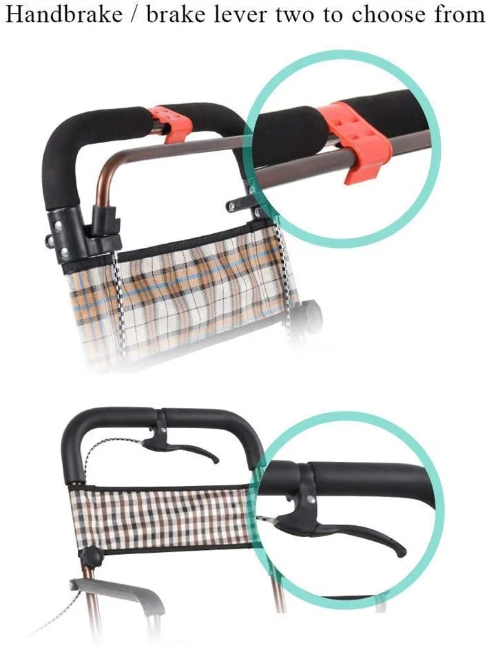 واکر چهار چرخ، سبد خرید سالمندان، نرده چند منظوره با ترمز و پشتی قابل تنظیم، ترولی واکر چرخ دار یک سورپرایز کوچک