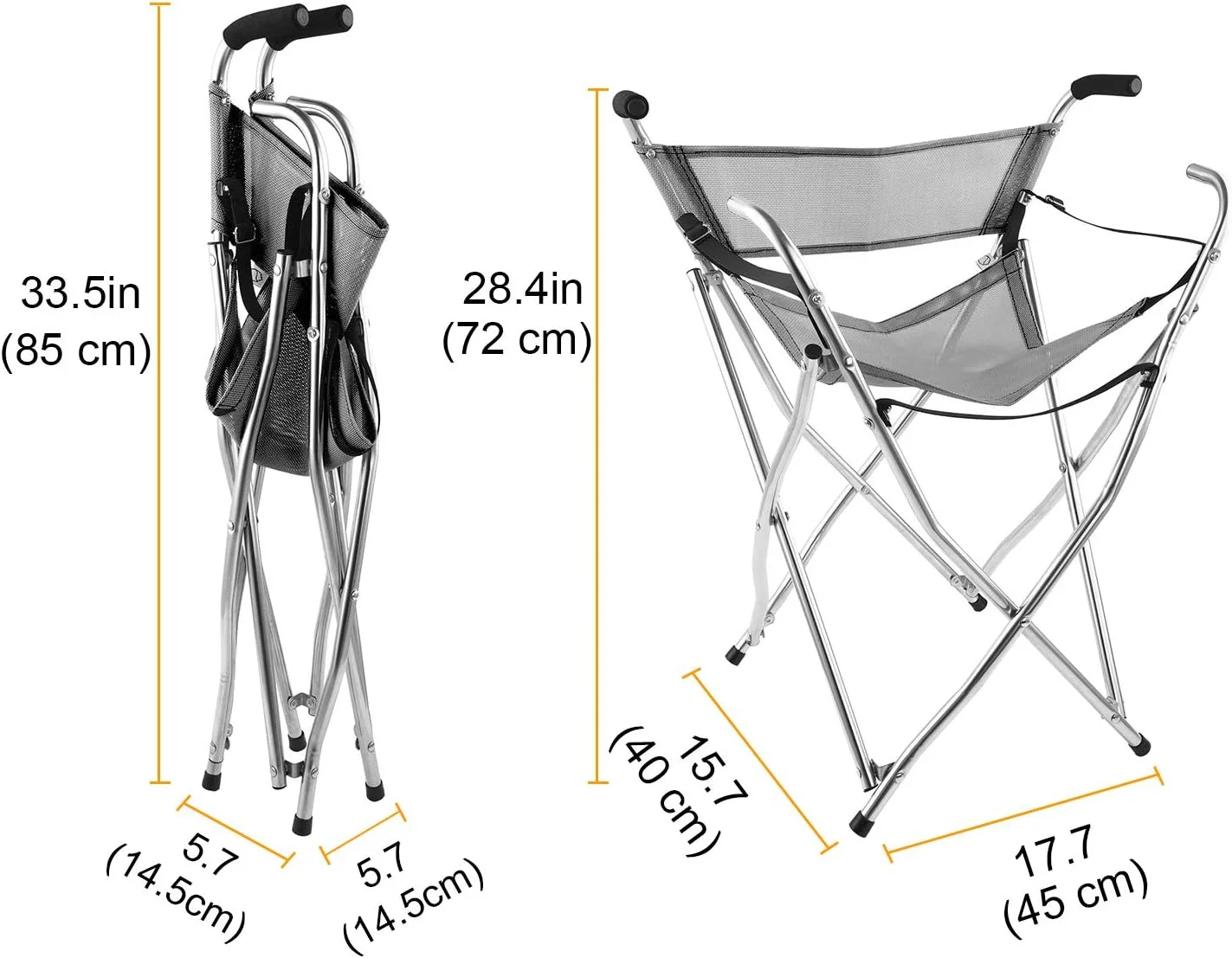 عصای تاشو فرشوره مدل FR-CC3306SXLP با قابلیت تبدیل به صندلی، مناسب برای سطوح ناهموار و ایجاد ثبات