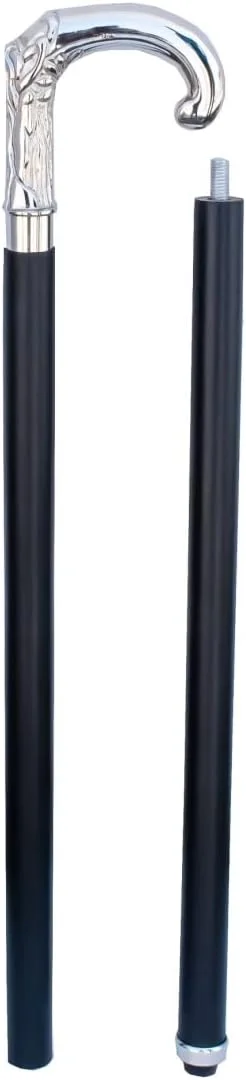 عصای پیاده روی عتیقه و قدیمی FYNJREX، عصای چوبی با دستگیره برنجی نقره ای، هدیه