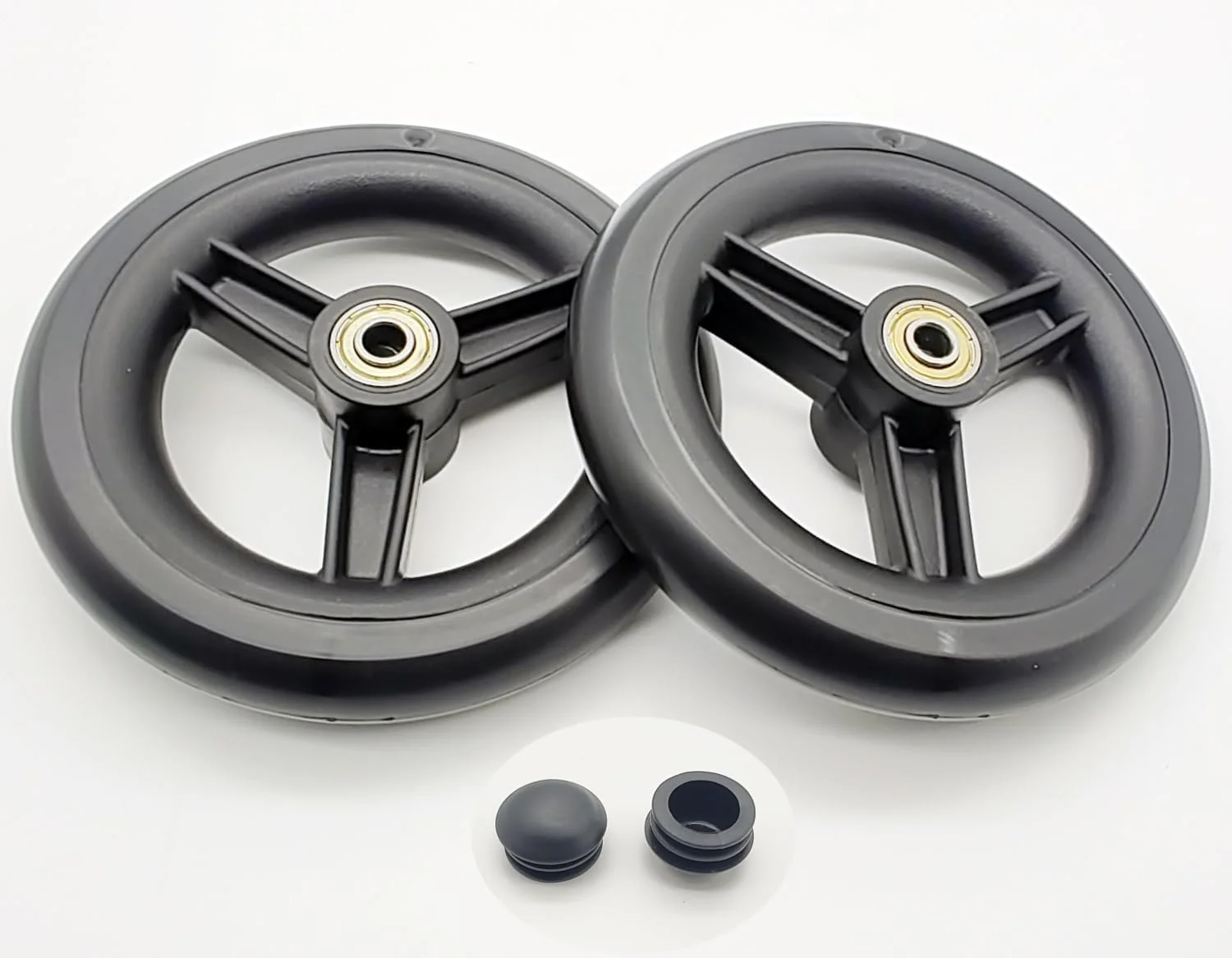 چرخ عقب یدکی رولیتور ForconMed، چرخ عقب رولیتور 6 اینچی، چرخ توپر 6 اینچی، چرخ کستر 3 پره 6 اینچی، لوازم جانبی رولیتور، قطعات جهانی، MDS86825SLRW، مجموعه 2 عددی، مشکی.