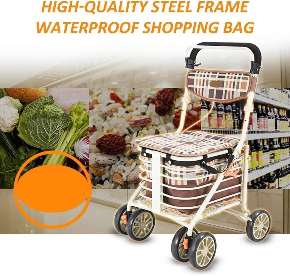 واکر تاشو، واکر چرخ دار آلومینیومی سبک وزن با صندلی جداشدنی و 4 چرخ، با قابلیت تنظیم ارتفاع یک سورپرایز کوچک