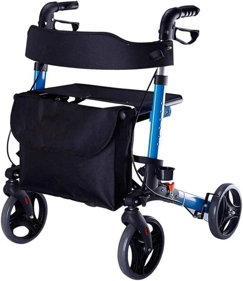 واکر سالمندان آبی تاشو بزرگسالان رولیتور سالمندان قاب پیاده روی کمک 4 چرخ | آلیاژ آلومینیوم | با کوسن پارچه آکسفورد صندلی، ترمزهای قفل شونده، سینی عصا، کیف های ذخیره سازی | ارتفاع قابل تنظیم 80 واکر سالمندان آبی تاشو بزرگسالان رولیتور سالمندان قاب پیاده روی کمک 4 چرخ | آلیاژ آلومینیوم | با کوسن پارچه آکسفورد صندلی، ترمزهای قفل شونده، سینی عصا، کیف های ذخیره سازی | ارتفاع قابل تنظیم 80