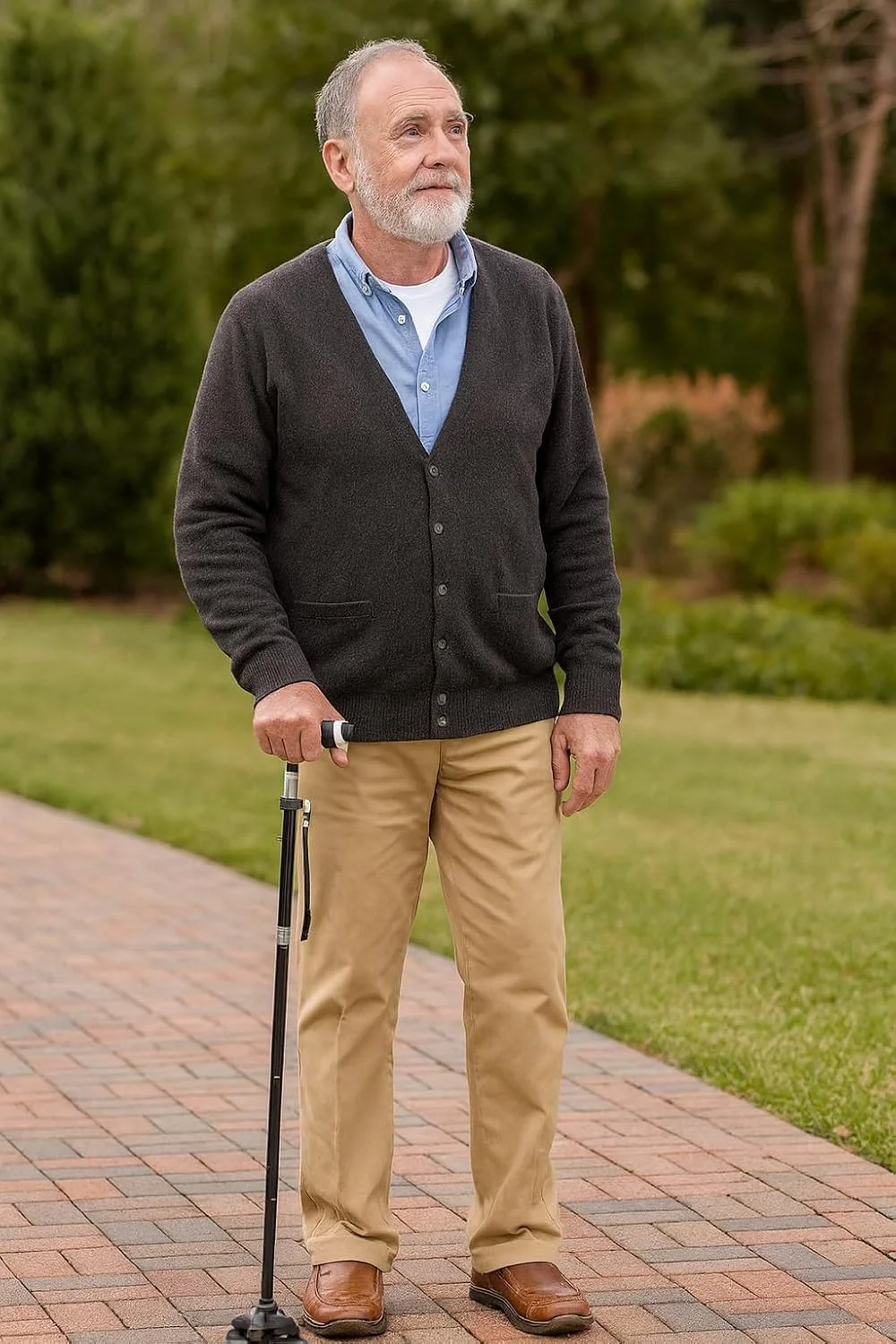 عصای پیاده روی تاشو با چراغ LED و پایه چهارگانه متعادل کننده – عصای آلومینیومی سبک وزن با دستگیره ضد لغزش، قابل تنظیم ارتفاع و دسته ارگونومیک برای سالمندان، افراد مسن و پشتیبانی از تحرک