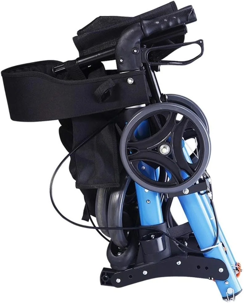 واکر سالمندان آبی تاشو بزرگسالان رولیتور سالمندان قاب پیاده روی کمک 4 چرخ | آلیاژ آلومینیوم | با کوسن پارچه آکسفورد صندلی، ترمزهای قفل شونده، سینی عصا، کیف های ذخیره سازی | ارتفاع قابل تنظیم 80 واکر سالمندان آبی تاشو بزرگسالان رولیتور سالمندان قاب پیاده روی کمک 4 چرخ | آلیاژ آلومینیوم | با کوسن پارچه آکسفورد صندلی، ترمزهای قفل شونده، سینی عصا، کیف های ذخیره سازی | ارتفاع قابل تنظیم 80