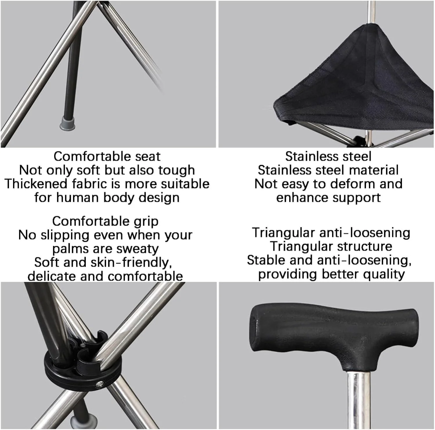 صندلی تاشو با پایه عصایی، عصا با صندلی، عصای پیاده روی تاشو برای مسافرت، عصای تعادلی سبک وزن 150 کیلوگرمی، عصای پیاده روی یونیسکس برای سالمندان، عصا و صندلی 2 در 1 سبک وزن صندلی تاشو با پایه عصایی، عصا با صندلی، عصای پیاده روی تاشو برای مسافرت، عصای تعادلی سبک وزن 150 کیلوگرمی، عصای پیاده روی یونیسکس برای سالمندان، عصا و صندلی 2 در 1 سبک وزن