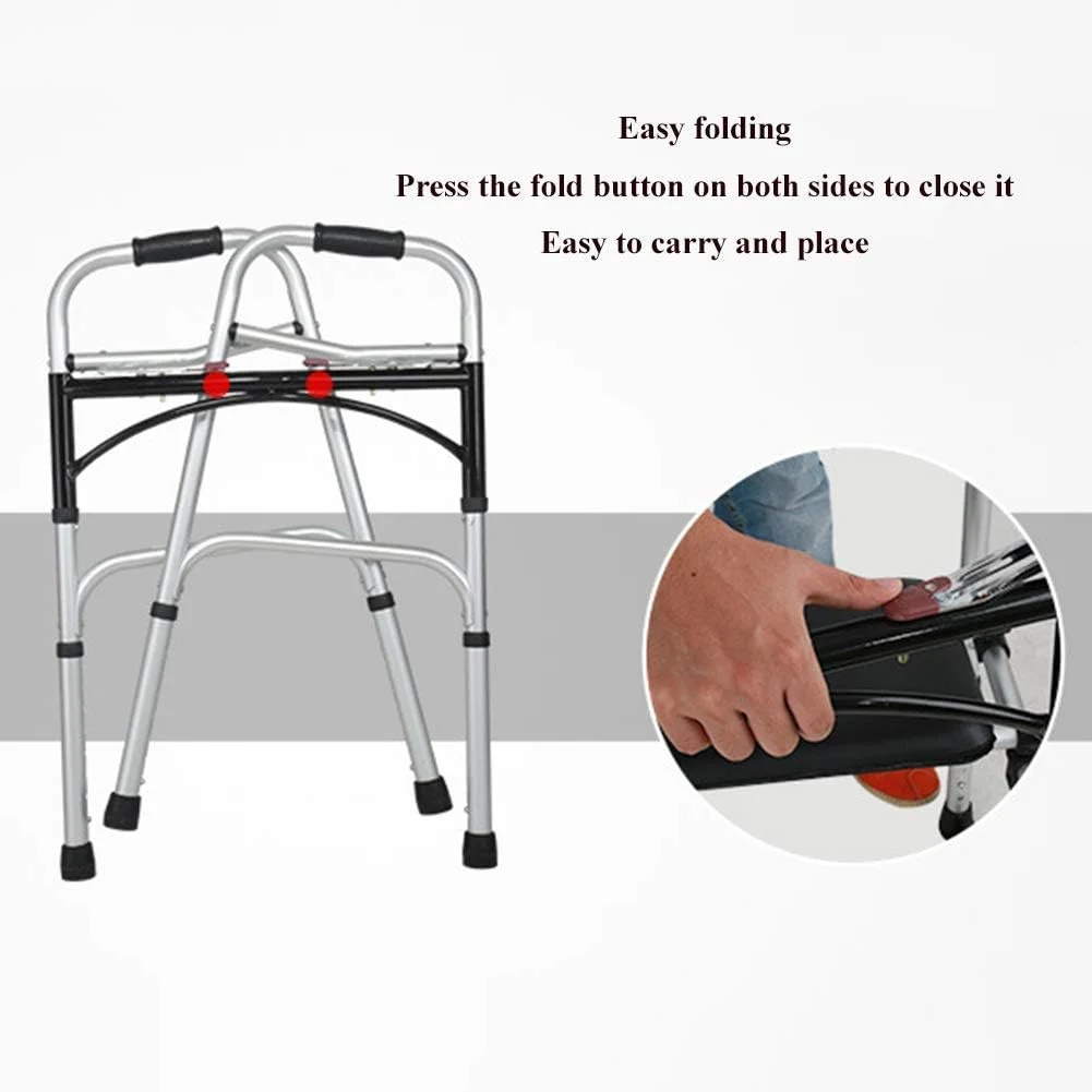 واکر تاشو با قابلیت تنظیم ارتفاع و چرخ، مناسب برای افراد مسن یا تمرین توانبخشی - سورپرایز کوچک