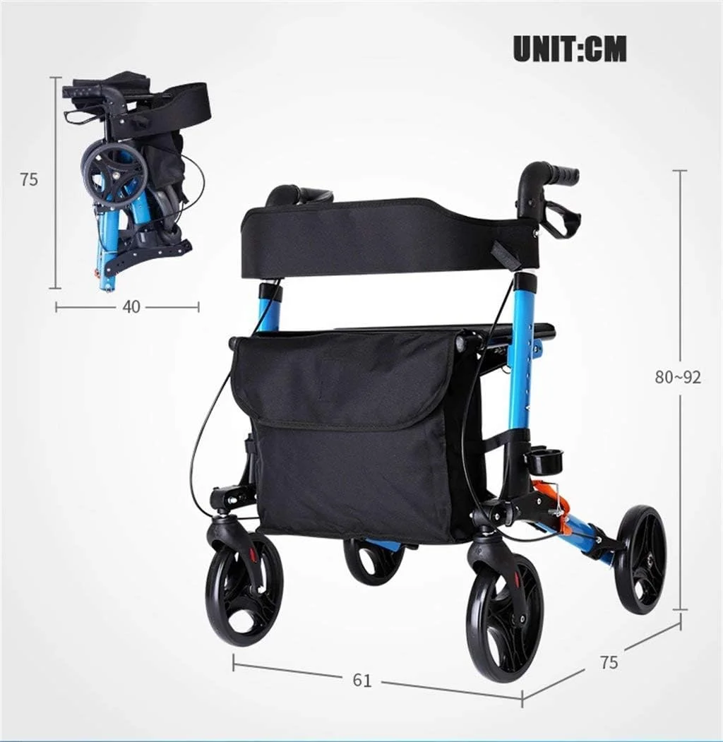 واکر سالمندان آبی تاشو بزرگسالان رولیتور سالمندان قاب پیاده روی کمک 4 چرخ | آلیاژ آلومینیوم | با کوسن پارچه آکسفورد صندلی، ترمزهای قفل شونده، سینی عصا، کیف های ذخیره سازی | ارتفاع قابل تنظیم 80 واکر سالمندان آبی تاشو بزرگسالان رولیتور سالمندان قاب پیاده روی کمک 4 چرخ | آلیاژ آلومینیوم | با کوسن پارچه آکسفورد صندلی، ترمزهای قفل شونده، سینی عصا، کیف های ذخیره سازی | ارتفاع قابل تنظیم 80
