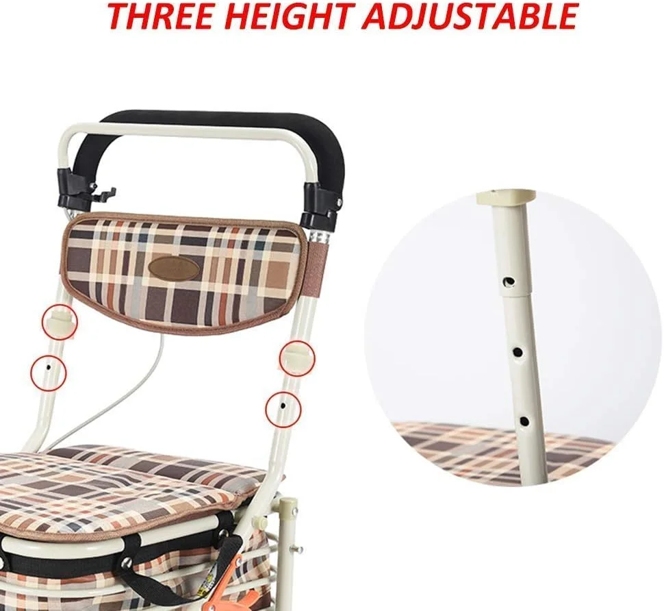 واکر تاشو، واکر چرخ دار آلومینیومی سبک وزن با صندلی جداشدنی و 4 چرخ، با قابلیت تنظیم ارتفاع یک سورپرایز کوچک