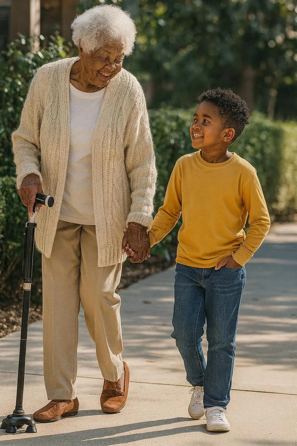 عصای پیاده روی تاشو با چراغ LED و پایه چهارگانه متعادل کننده – عصای آلومینیومی سبک وزن با دستگیره ضد لغزش، قابل تنظیم ارتفاع و دسته ارگونومیک برای سالمندان، افراد مسن و پشتیبانی از تحرک