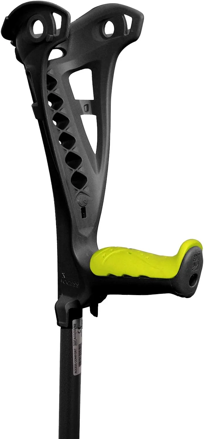 عصای زیر بغل تکی قابل تنظیم ارتفاع FDI Access Comfort (رنگ پایه مشکی، دسته زرد)