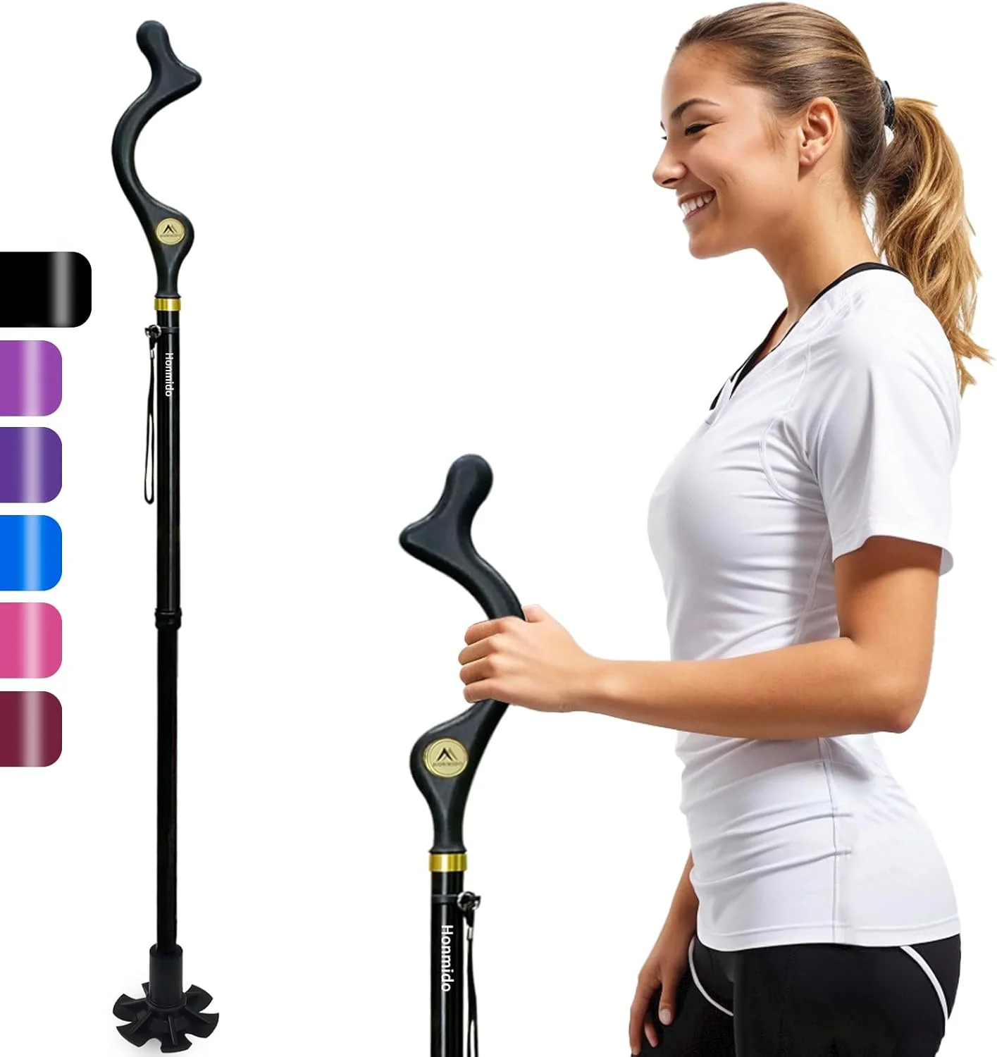 عصا تاشو پیاده روی برای مردان و زنان سالمند برای تعادل، عصای تاشو خودایستا، عصای پیاده روی آلیاژی سبک وزن ضد لغزش با قابلیت تنظیم ارتفاع، تاشو برای کمک به تحرک در سفر عصا تاشو پیاده روی برای مردان و زنان سالمند برای تعادل، عصای تاشو خودایستا، عصای پیاده روی آلیاژی سبک وزن ضد لغزش با قابلیت تنظیم ارتفاع، تاشو برای کمک به تحرک در سفر