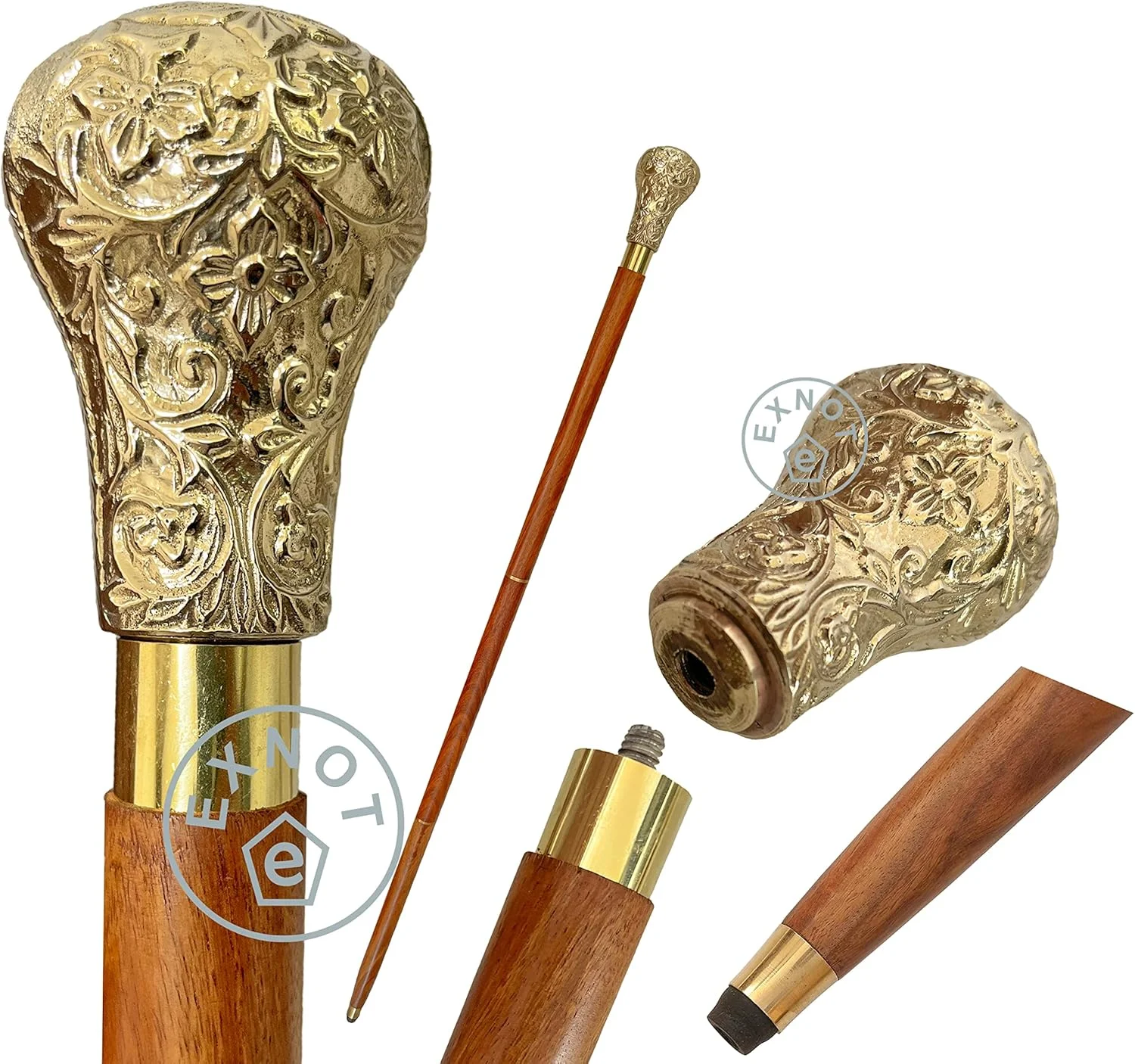 عصای پیاده روی EXNOT 37 اینچی از چوب بلوط طبیعی با دسته برنجی - عصای پیاده روی برنجی شیک و لوازم جانبی تلسکوپی تاشو زیبا از چوب طبیعی عصای پیاده روی EXNOT 37 اینچی از چوب بلوط طبیعی با دسته برنجی - عصای پیاده روی برنجی شیک و لوازم جانبی تلسکوپی تاشو زیبا از چوب طبیعی