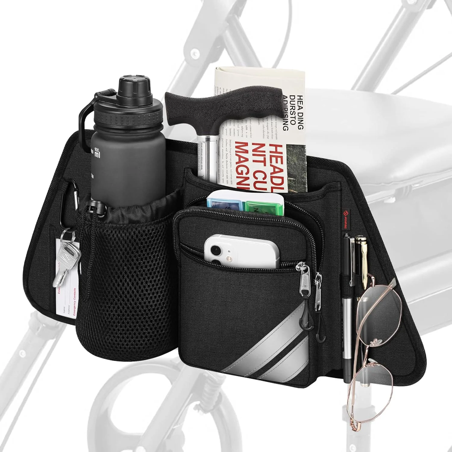 کیف نگهداری جانبی رولیتور FINPAC با جا لیوانی برای واکرهای باریاتریک، ویلچرها - سازمان دهنده لوازم جانبی رولیتور با جای تلفن، خودکار، عینک، کیف عصای تاشو برای سالمندان کیف نگهداری جانبی رولیتور FINPAC با جا لیوانی برای واکرهای باریاتریک، ویلچرها - سازمان دهنده لوازم جانبی رولیتور با جای تلفن، خودکار، عینک، کیف عصای تاشو برای سالمندان