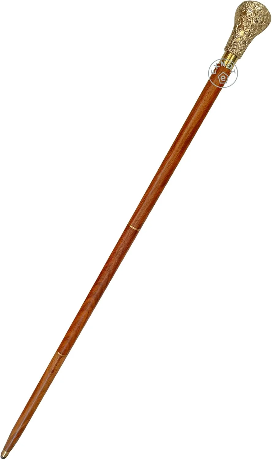 عصای پیاده روی EXNOT 37 اینچی از چوب بلوط طبیعی با دسته برنجی - عصای پیاده روی برنجی شیک و لوازم جانبی تلسکوپی تاشو زیبا از چوب طبیعی