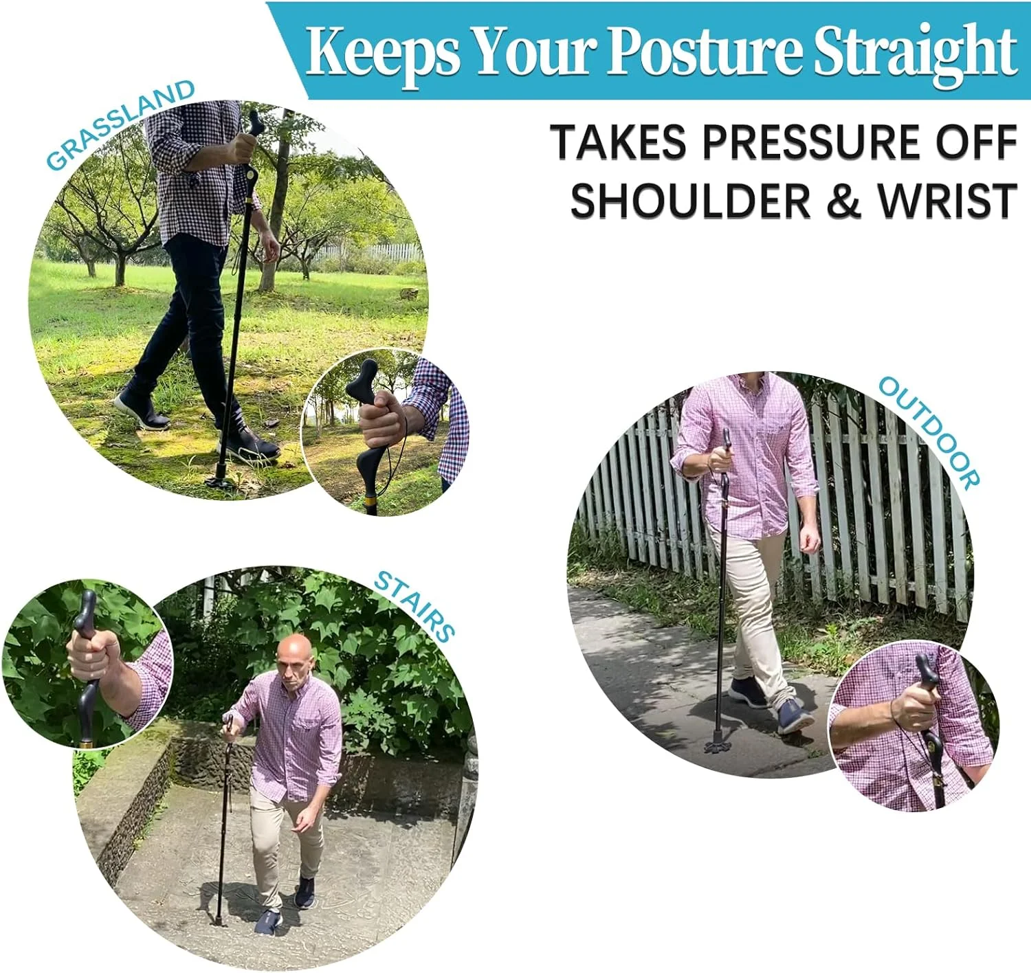 عصا تاشو پیاده روی برای مردان و زنان سالمند برای تعادل، عصای تاشو خودایستا، عصای پیاده روی آلیاژی سبک وزن ضد لغزش با قابلیت تنظیم ارتفاع، تاشو برای کمک به تحرک در سفر عصا تاشو پیاده روی برای مردان و زنان سالمند برای تعادل، عصای تاشو خودایستا، عصای پیاده روی آلیاژی سبک وزن ضد لغزش با قابلیت تنظیم ارتفاع، تاشو برای کمک به تحرک در سفر