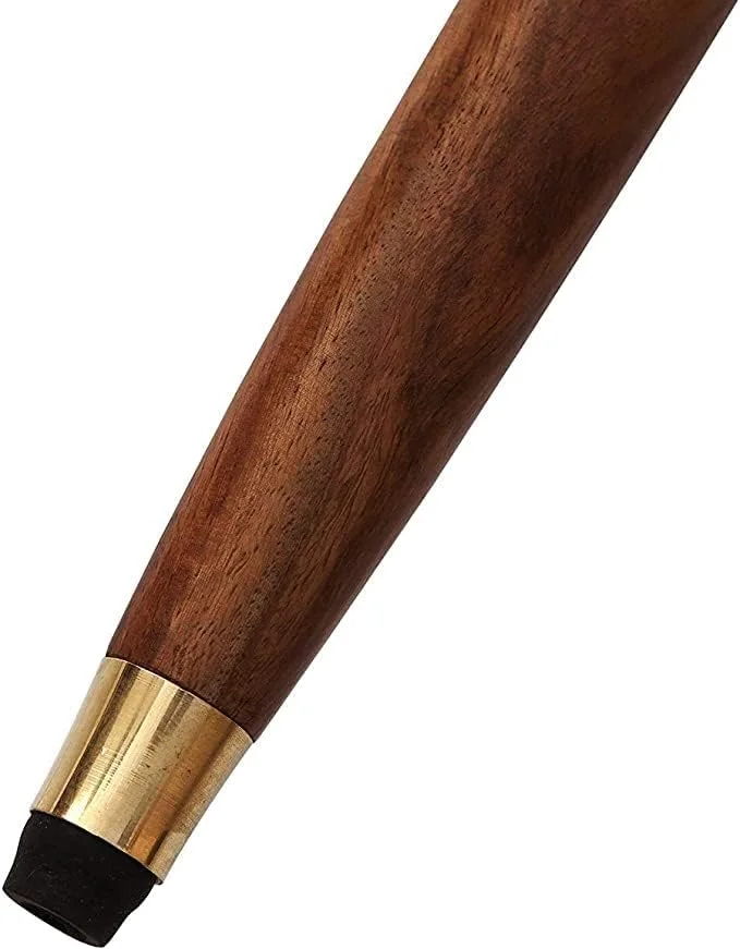 عصای پیاده روی EXNOT 37 اینچی از چوب بلوط طبیعی با دسته برنجی - عصای پیاده روی برنجی شیک و لوازم جانبی تلسکوپی تاشو زیبا از چوب طبیعی