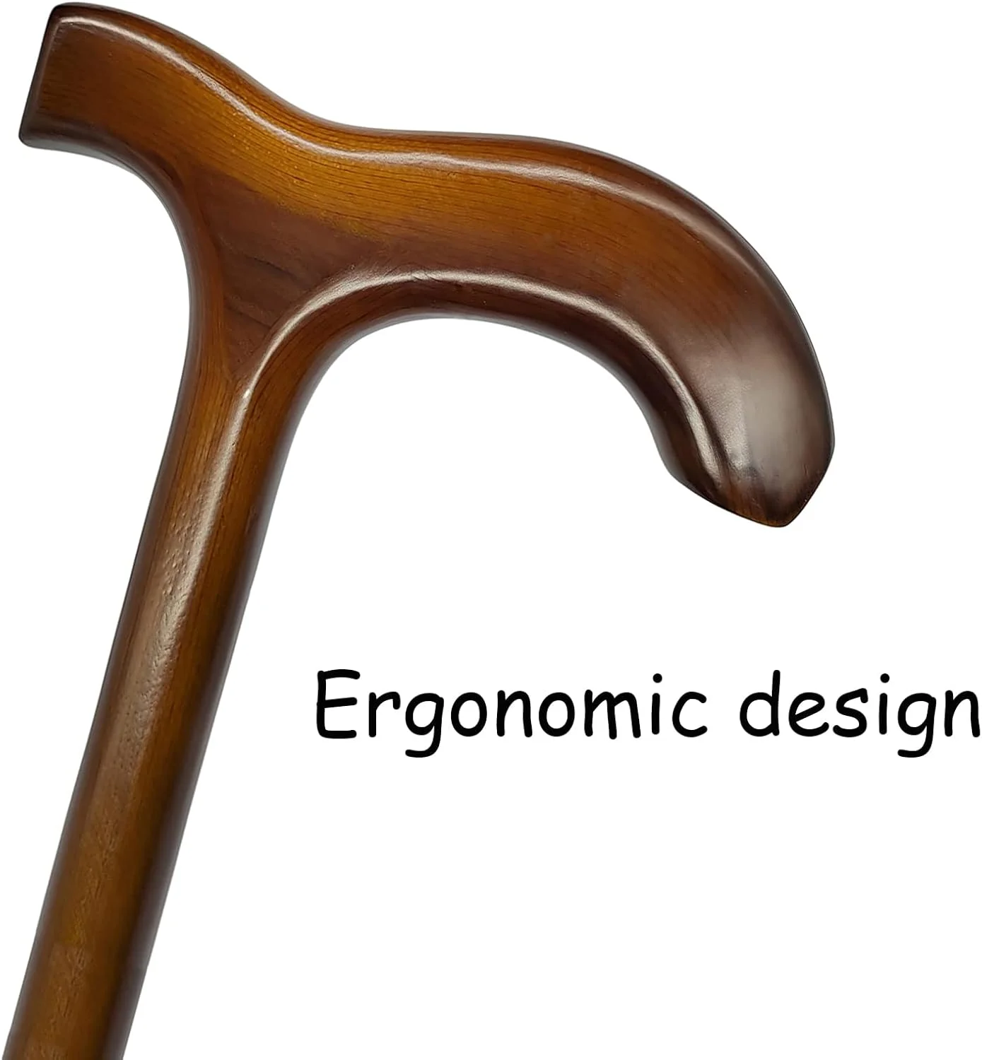 عصای پیاده روی چوبی FLYDRUM برای مردان و زنان، عصای چوبی یک تکه، عصای پیاده روی چوبی 36 اینچی برای مردان و زنان، عصای چوبی ارگونومیک برای سالمندان