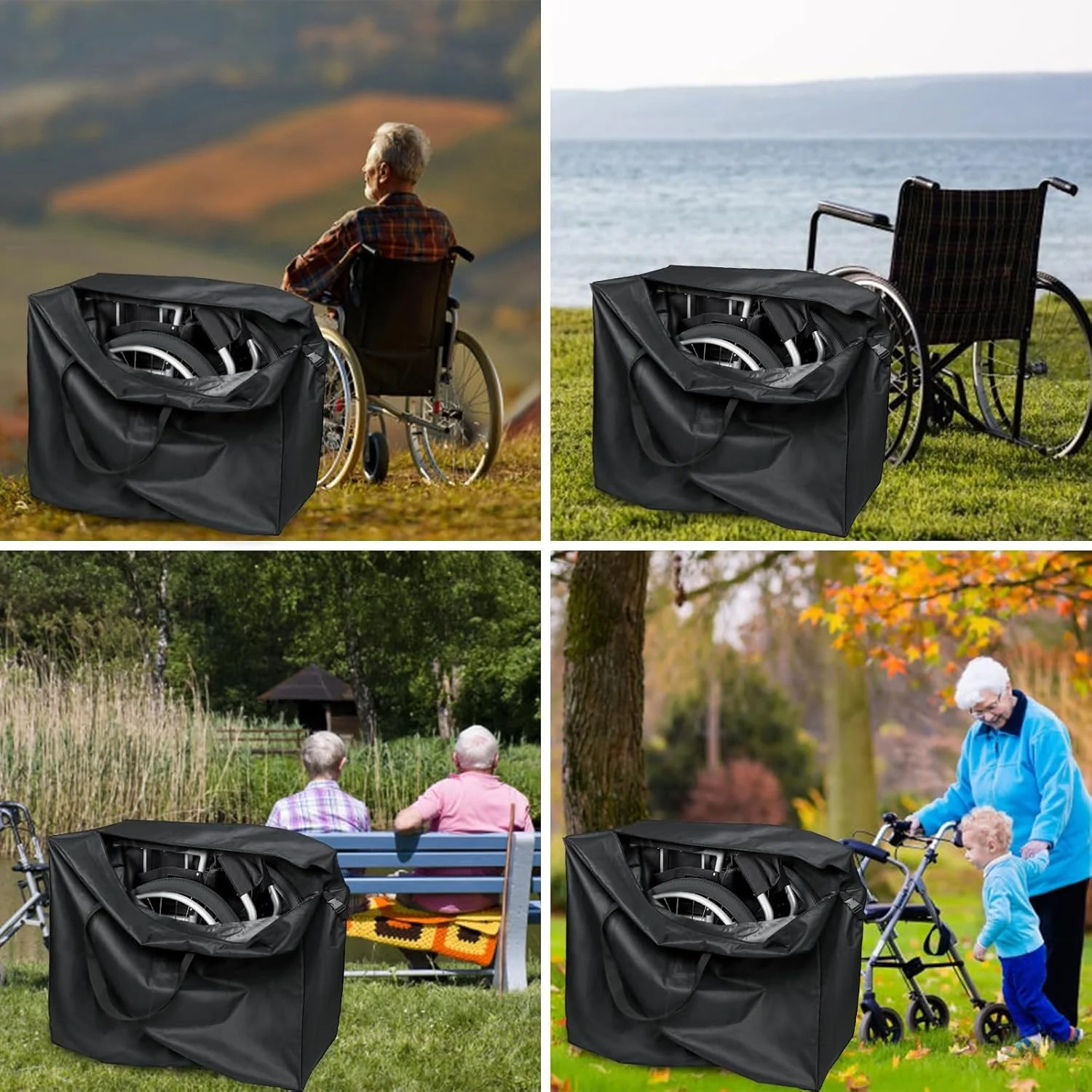 کیف رولیتور Fizentia، کیف ویلچر برای سالمندان و کالسکه، کیف واکر مسافرتی برای واکر تاشو، لوازم جانبی رولیتور تاشو (45''Lx15''Wx39''H)
