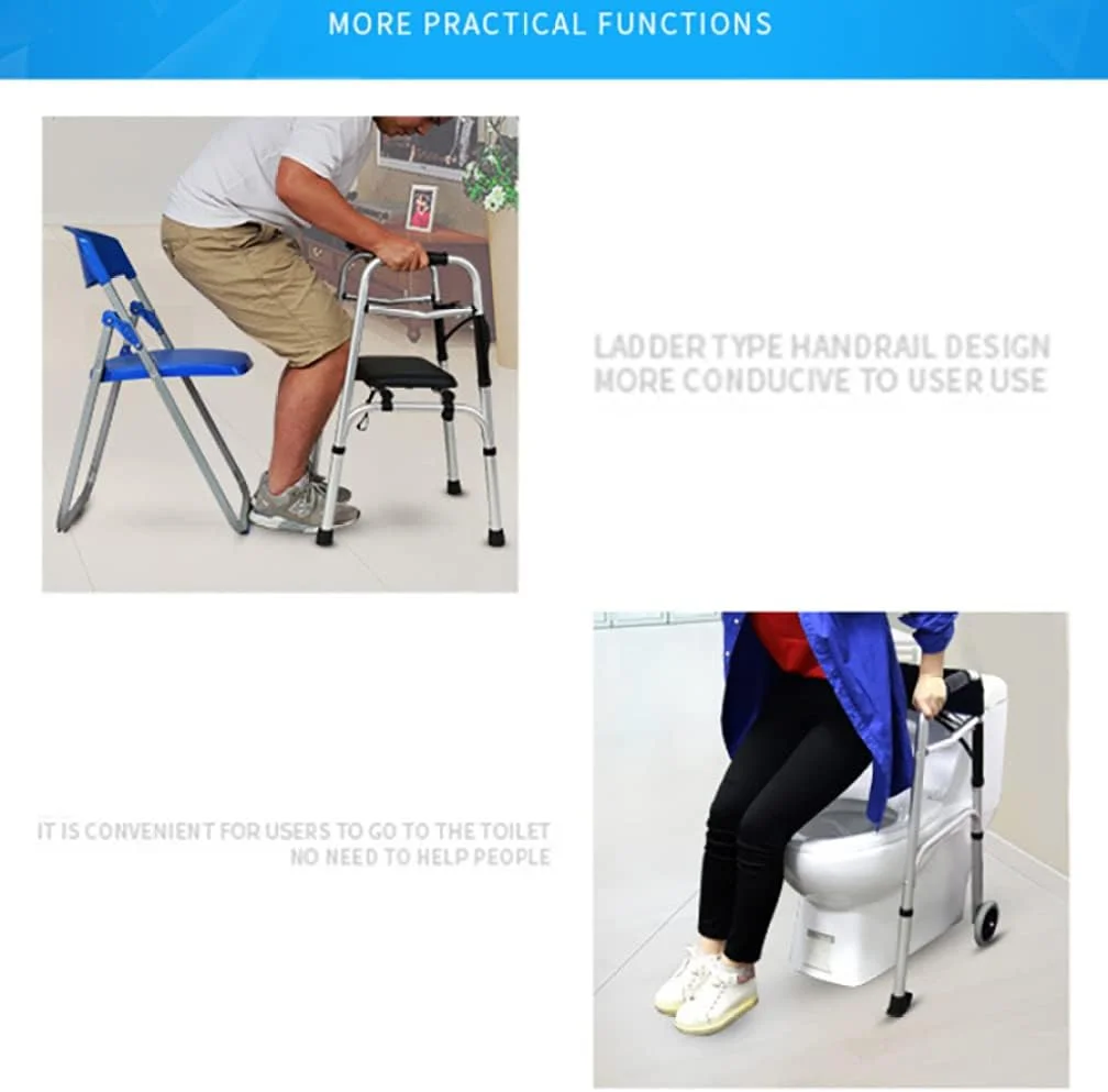 واکر رولیتور اسمن عصای پیاده روی چند منظوره قابل حمل آلیاژ آلومینیومی کمک به راه رفتن توانبخشی دستگاه راه رفتن سالمندان واکر صندلی قابل تنظیم واکر چرخ دار فولادی واکر رولیتور اسمن عصای پیاده روی چند منظوره قابل حمل آلیاژ آلومینیومی کمک به راه رفتن توانبخشی دستگاه راه رفتن سالمندان واکر صندلی قابل تنظیم واکر چرخ دار فولادی