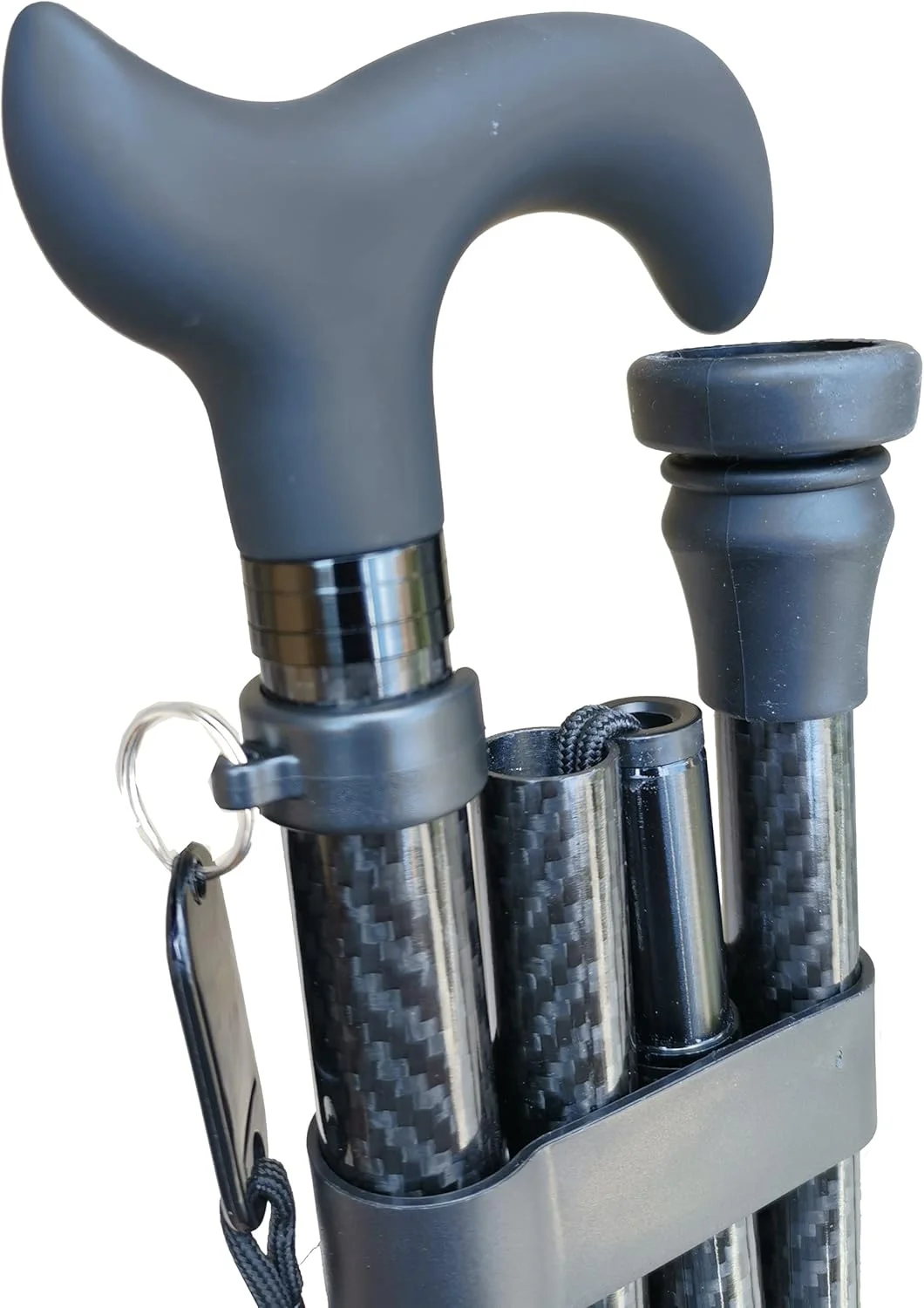 عصای پیاده روی تاشو 4 تکه فیبر کربنی لوکس Essential Products با دسته نرم - قابل تنظیم از 85 تا 95 سانتی متر عصای پیاده روی تاشو 4 تکه فیبر کربنی لوکس Essential Products با دسته نرم - قابل تنظیم از 85 تا 95 سانتی متر