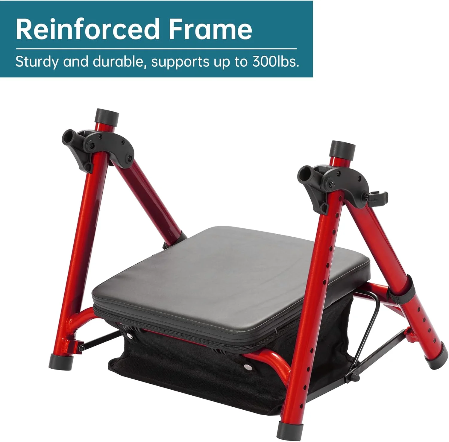 رولیتور همه کاره ELENKER با چرخ های غیر بادی 10 اینچی، صندلی و پشتی اسفنجی، فریم قابل تنظیم برای سالمندان، قرمز رولیتور همه کاره ELENKER با چرخ های غیر بادی 10 اینچی، صندلی و پشتی اسفنجی، فریم قابل تنظیم برای سالمندان، قرمز